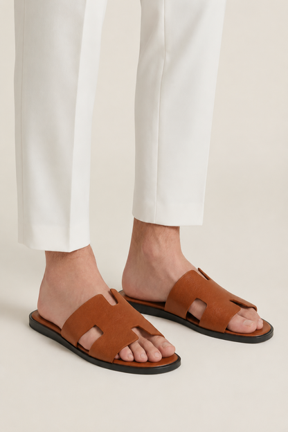 Portofino Leather Sandal Cognac