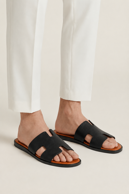 Bellagio Leather Sandal Black Tan