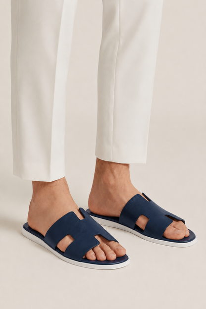 Santorini Leather Sandal Navy