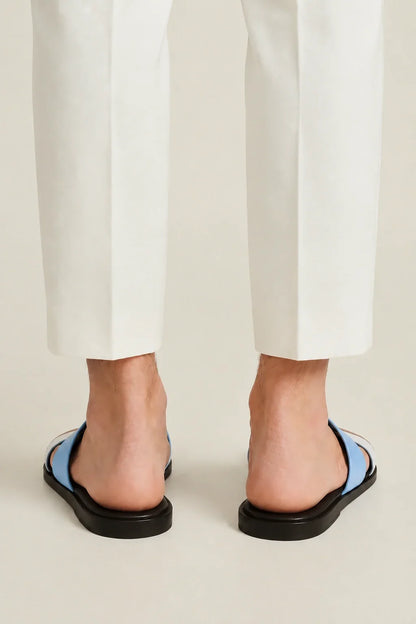 Capri Leather Sandal Sky Blue